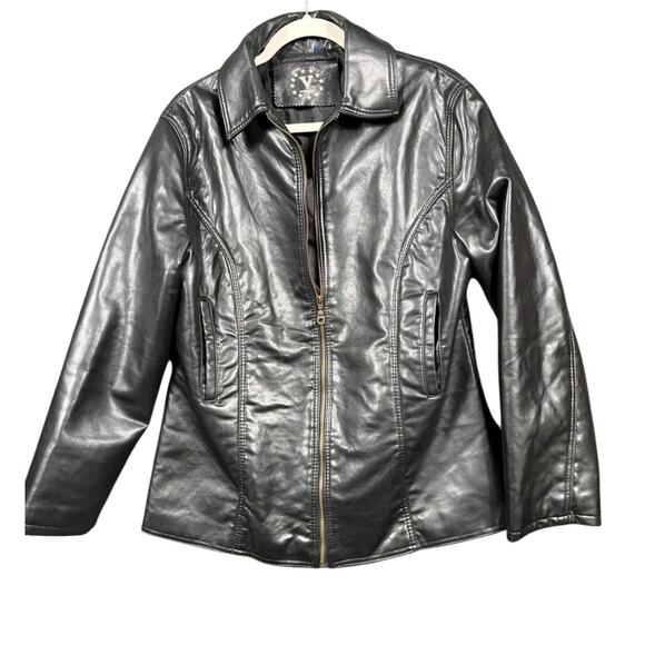 V Bomber Jacket by Import-Export Mens Size L Black Full Zip Vintage Italy Made - Picture 1 of 7